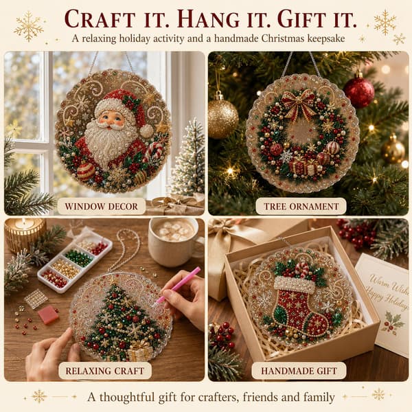 Jul Pärla Diamantmålning Solfångare Kit, DIY Hantverk (#E, 12in) 12in #E