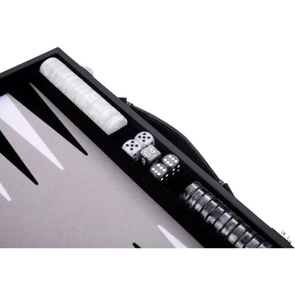 Deluxe Backgammon Spil 15 Tommer 47cm X 38cm X 2.7cm Pro. og Fritid (Sort/hvid/grå) Sort, Hvid, Grå