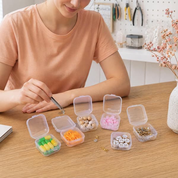 6 stk. mini klare øreproppetuier, øreringebeholdere, plastik