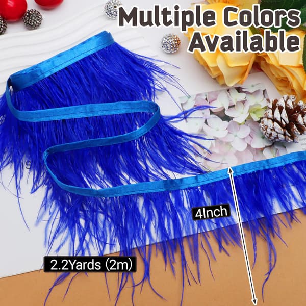 Kungsblå strutsfjäderband, 4 tum, 2,2 yards Royal Blue