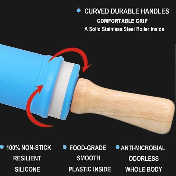 Kjevle og Bakematte Sett Stor Lang Silikon Nonstick Kjevle