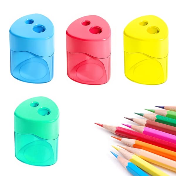 4-pack dubbelhåls handhållna pennvässare med lock för pennor Triangle
