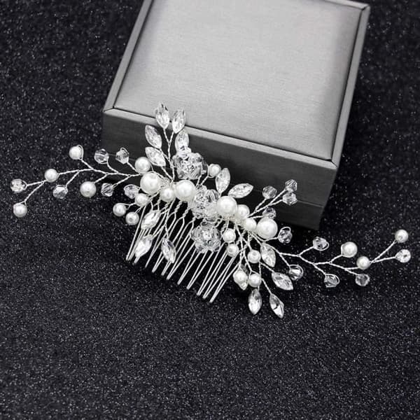 Hårkam - Brude - Elegant - Legering - Rhinestone - One Size 13x6 Cm