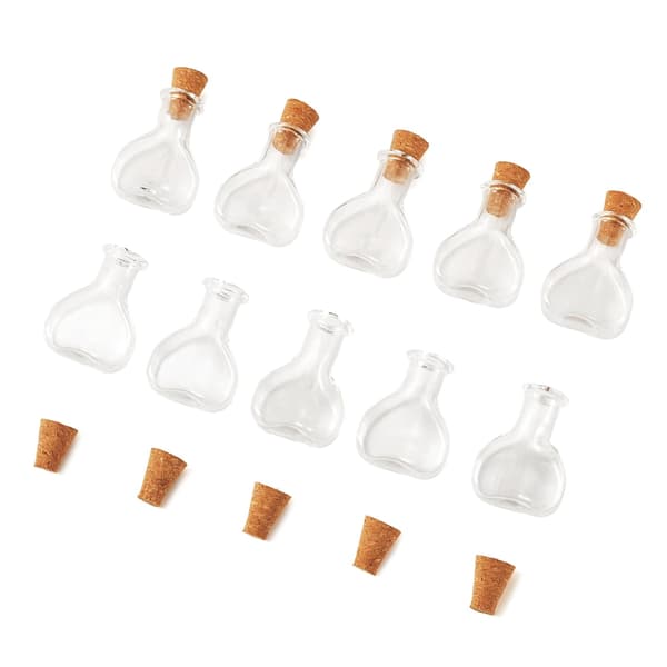 10 st kolonnformade små glasflaskor med korkpropp, små genomskinliga tomma glasflaskor för DIY-konst Column Shape