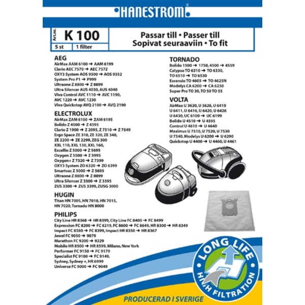 Pölynimuripussit K100