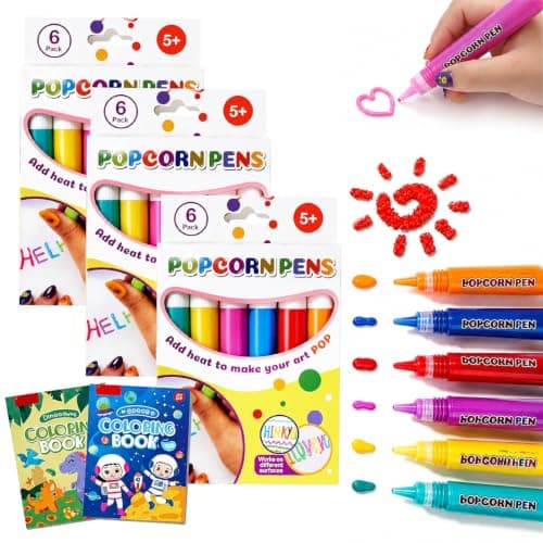 Popcornpenner, Puffy Popcornpenner 3D-kunst, DIY Boble Popcorn Tegnepenner 18PCS-3 Box