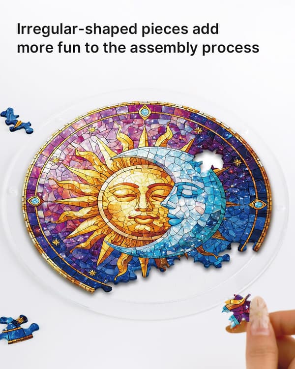 Akryl Suncatcher Puslespill, Sol og Måne i Harmoni - 7,4 tommer Sun & Moon in Harmony