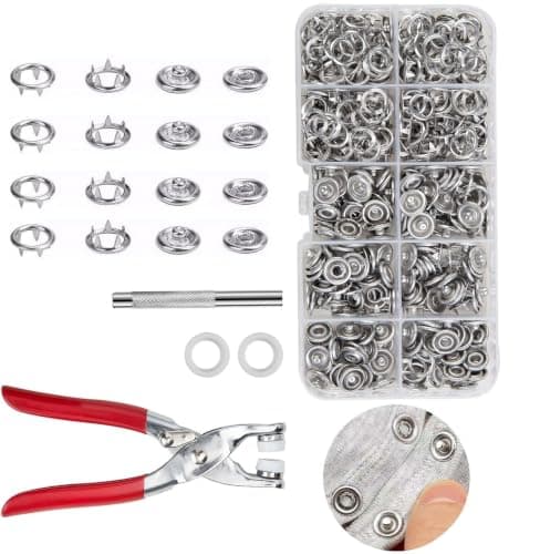 IMNTHO 100 sett 9,5 mm metalltrykknapper med trykknapptang