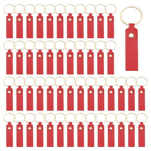 MECCANIXITY 100 stk. PU-læder nøgleringsemner i bulk, lys rød 3,7\"x0,7\" Bright Red