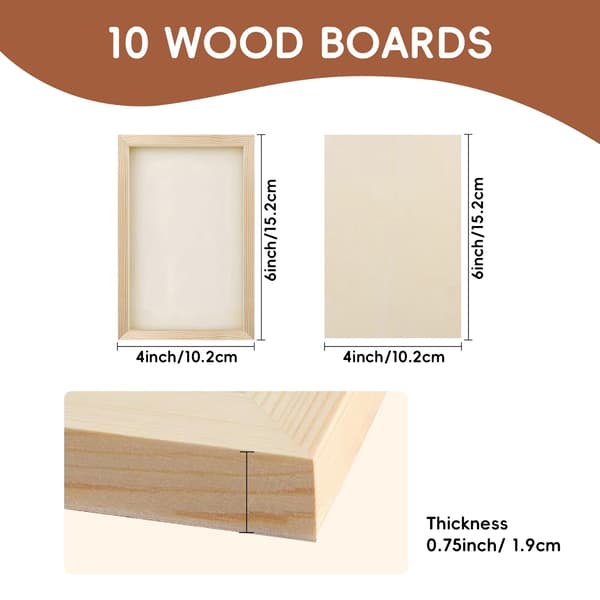 10-pack 4x6 tums obehandlade träpaneler för DIY-målning och konstpyssel 4"×6" 10 Pack