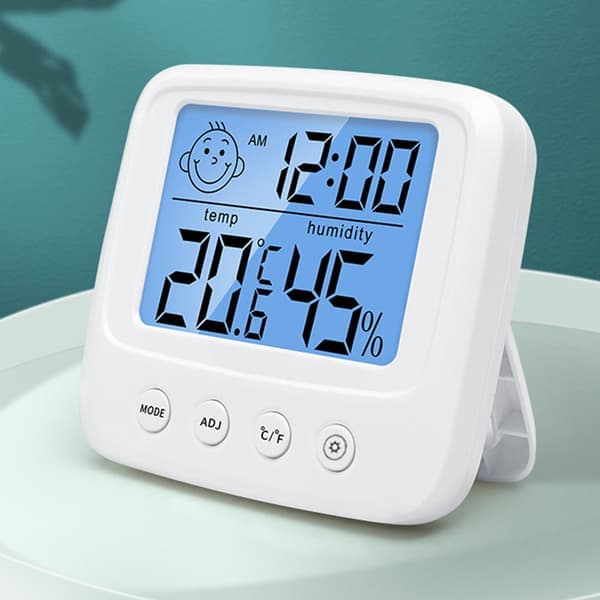 Indendørs termometer hygrometer digitalt rumtermometer og hygrometer med ur luftfugtighedstemperatur