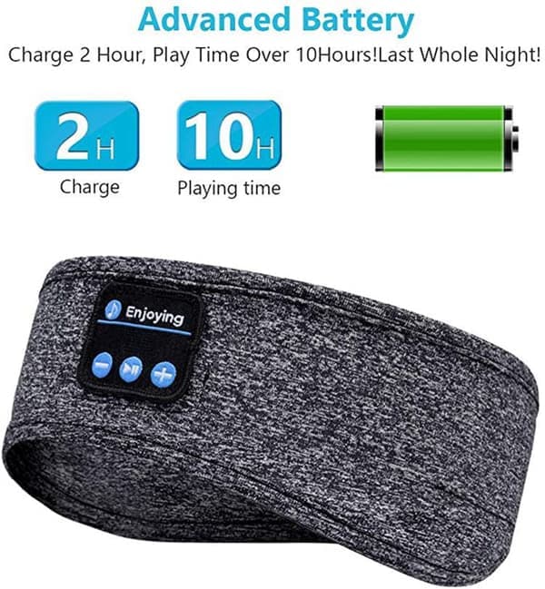 Bluetooth Sports Hodetelefoner Sovemaske Trådløse Bluetooth Hodetelefoner Grå
