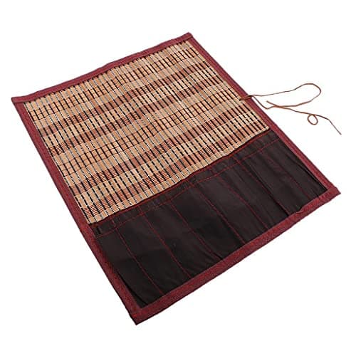 Bambu Kalligrafi Pensel Organizer Rullfodral
