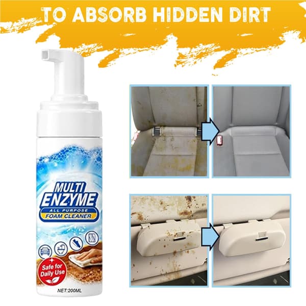 WUEOCU Multi Enzyme All Purpose Foam Cleaner, Multi Enzyme Foam, for Upholstery, Kitchen, Carpet & Car Interior, 7FL OZ (2PC) : Bil 2PC