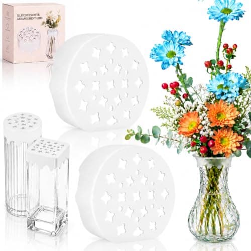 2 st silikonrutnät för blomsterarrangemang, återanvändbart, passar 3-4\" vas