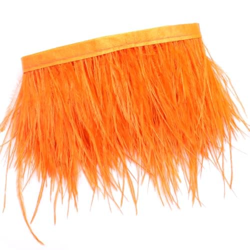 Orange strutsfjäderkantband, 4 tum, 2,2 yards Orange