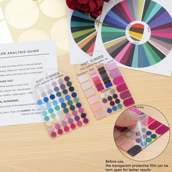 12 sæsoners personlig farveanalyse kort sæt matchende guide outfit makeup