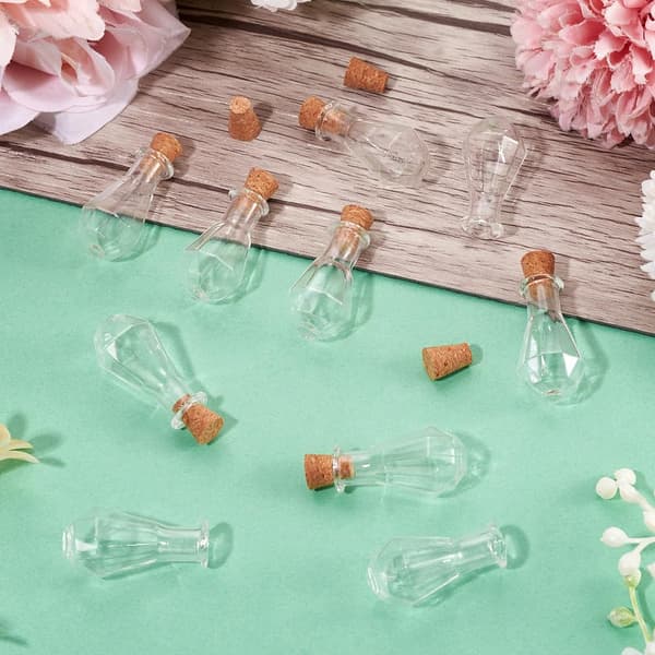 10 st små glasflaskor med korkproppar, vasformade miniglasflaskor pärlbehållare för DIY-konsthantverk bröllop Vase #4