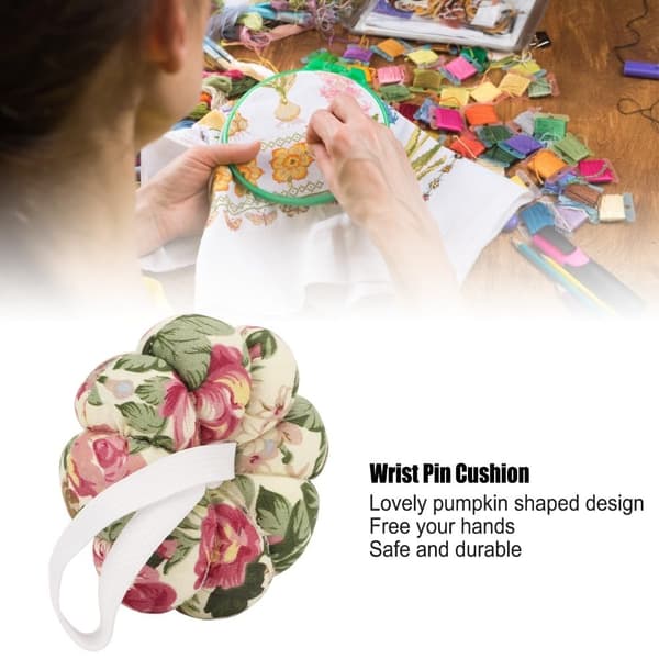 Anu Limen Gresskar Håndleddsnålepute, Stoffnålepute med Elastisk Stropp for Sying (Retro Blomster) Retro Flowers