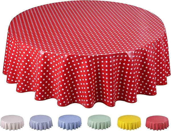 Home Direct Rund PVC Vaxduk 140cm Små Röda Prickar