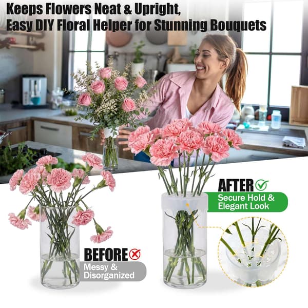Auraganize 4-pakning, silikonnett for blomsterarrangement, gjenbrukbart vasenett 4