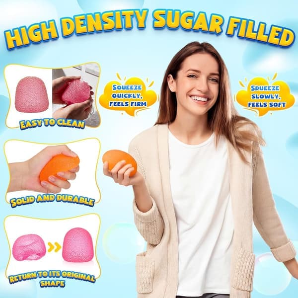 4-PAK Gummy Squeeze Gumdrop Fidget Gave Voksen Sød Sensorisk Fidget Autisme Stressbold Kontorgaver Terning Cube
