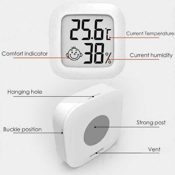 Digital LCD indendørs hygrometer termometer fugtighedsmåler rum
