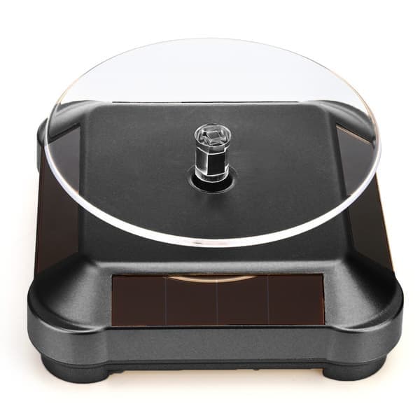 Solcelle Display Stand Spinner Stand, Batteridrevet Dobbelt Anvendelse Roterende Display til Smykker Spinner Ur Hobby Samling Hylde