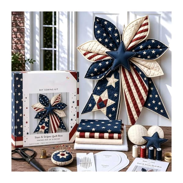Stort Patchwork Sløjfe Sykit DIY Quilt Håndværkssæt med Stofmønster (#C) #C