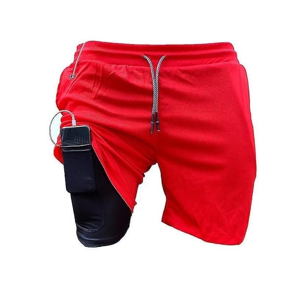 Miesten 2-in-1 treeni- ja juoksushortsit, treenihousut taskulla, musta Black