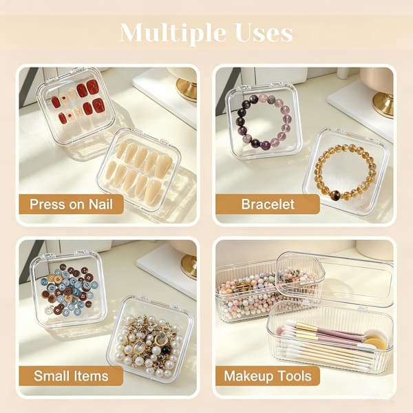 Press On Nail Storage Organizer Set, 12 Clear Cases & 60 Adhesive Tapes