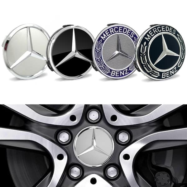 Mercedes - Benz Centrumkåpor / Navkapslar Bilmärke - 4 - Pack 75mm Silver 95 75mm Silver
