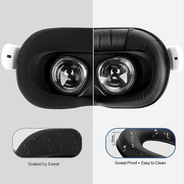 Kasvokäyttöliittymä ja kasvosuojatyyny Oculus Quest 2:lle, VR-tarvikkeet Meta Quest 2:lle, Oculus Quest 2 -tarvikkeet, musta