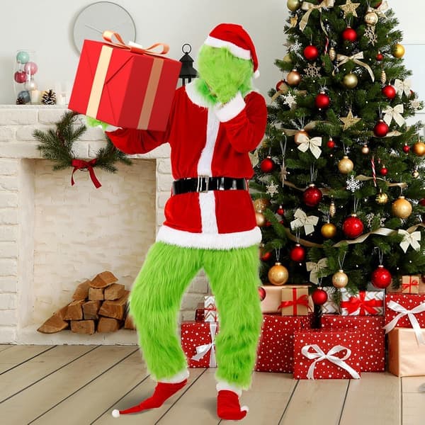 7-delt Grinch Kostume Jule Cosplay Kostumer - L