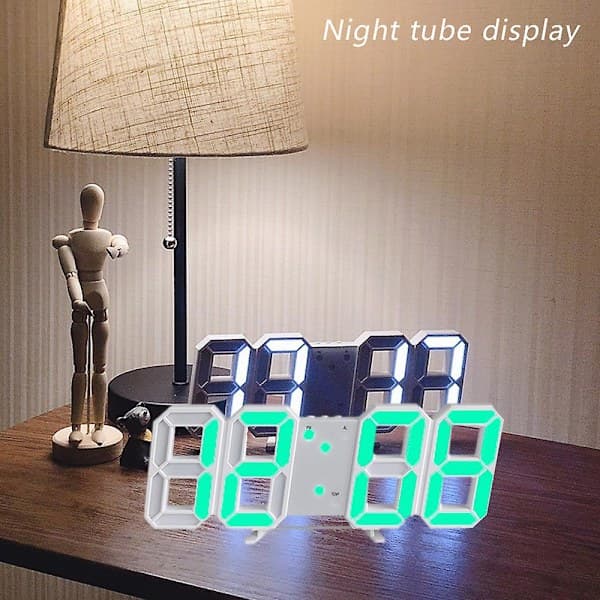 Älykäs 3D digitaalinen herätyskello, vihreä Green