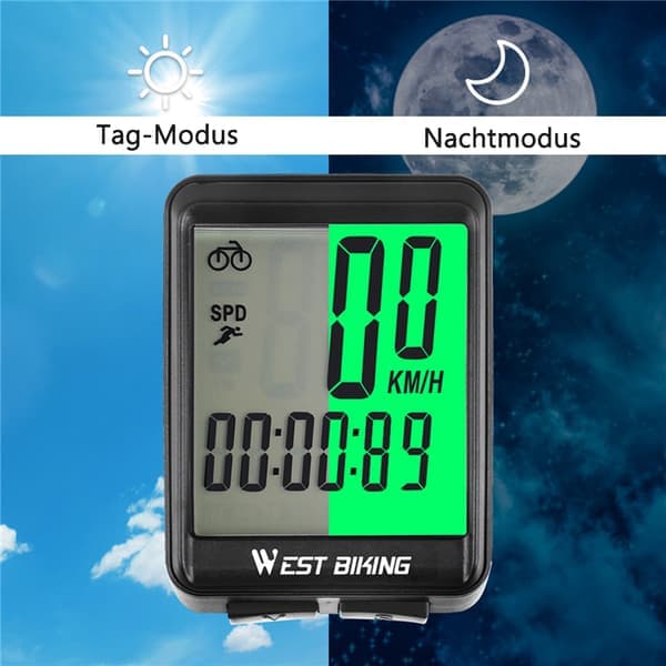 Sykkelcomputer USB oppladbar sykkelmåler speedometer trådløs IPX7 vanntett speedometer 5 språk computer med LCD