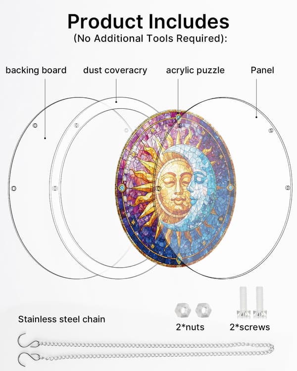 Akryl Suncatcher Pussel, Sol och Måne i Harmoni-18.8 cm Sun & Moon in Harmony