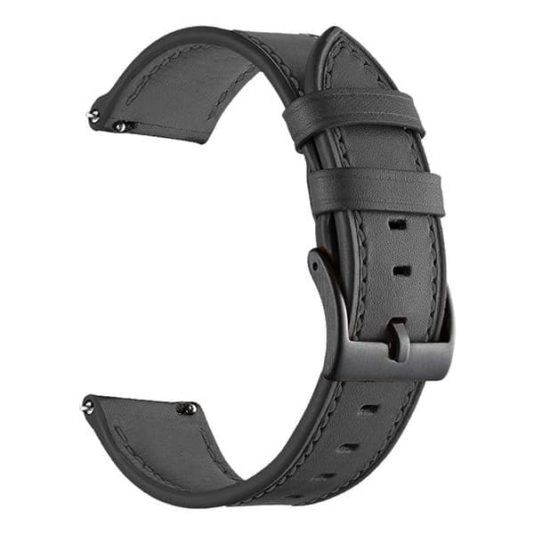Læderrem til ur, grå, størrelse 20 mm Grey 20mm