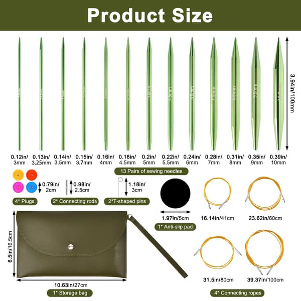 Sticknålsset, 13 par 4\" rundstickor set