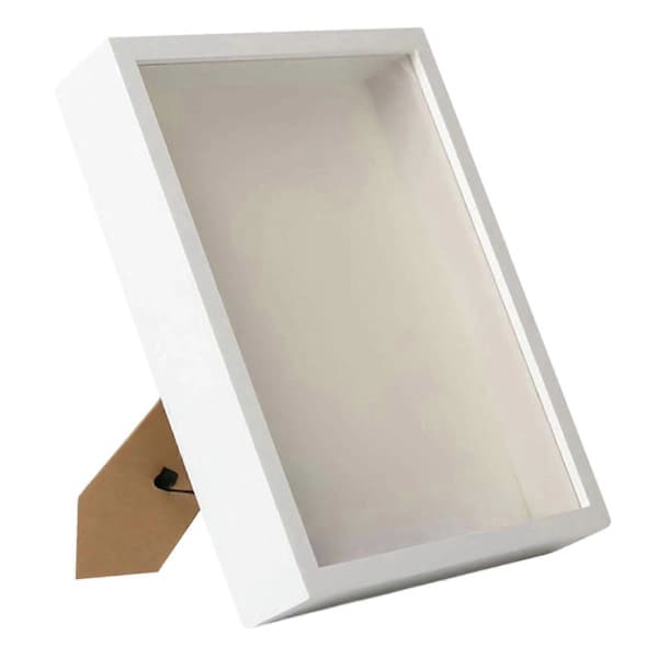 Träskugglåda Ram Djup Skugglåda 21,9 cm x 27 cm Vit Displayfodral Minnesdisplay White