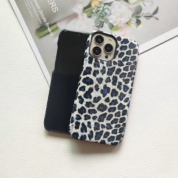 Leopardmönstrat skal för iPhone 14 Pro Max PC+PU Läder (Ej full täckning)