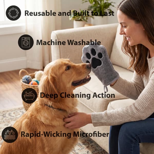 Mikrofiber kæledyrshåndklædehandske til hunde og katte - Superabsorberende tørrehandsker til hunde