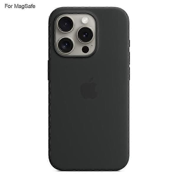 Mobilcover til iPhone 15 Pro Max, MagSafe-kompatibel, silikone, sort sort Black