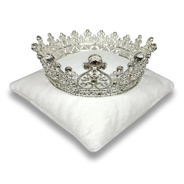 7,5\" Snehvid Velour Tiara & Krone Display Pude
