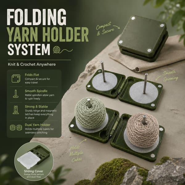 Bærbar garnholder til hækling og strikning, foldbar dobbelt garnspinder Double Compact