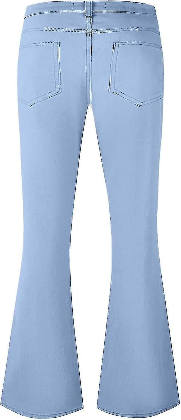 70'er Disco Bukser til Mænd Flared Jeans 60'er 70'er Flared Bukser Vintage Denim Jeans til Mænd, A009-himmelblå, Medium A009-sky Blue Medium
