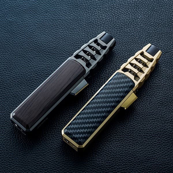 Turbine Torch Lighter Jet Flame Sunbeam Torch Earth's Hottest Flashlight Windproof - Sort Kulfiber