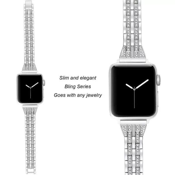 Ohut Bling-rannekoru Apple Watch Series 10 42mm hopea
