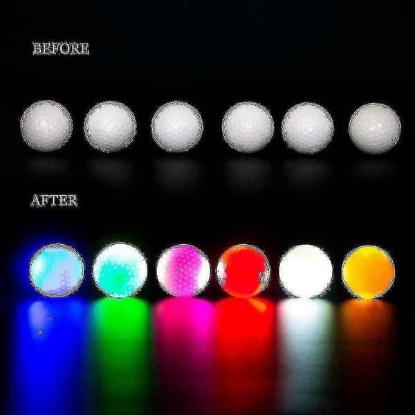 6 st LED lysande golfbollar, blinkande lysande golfboll, nattglöd