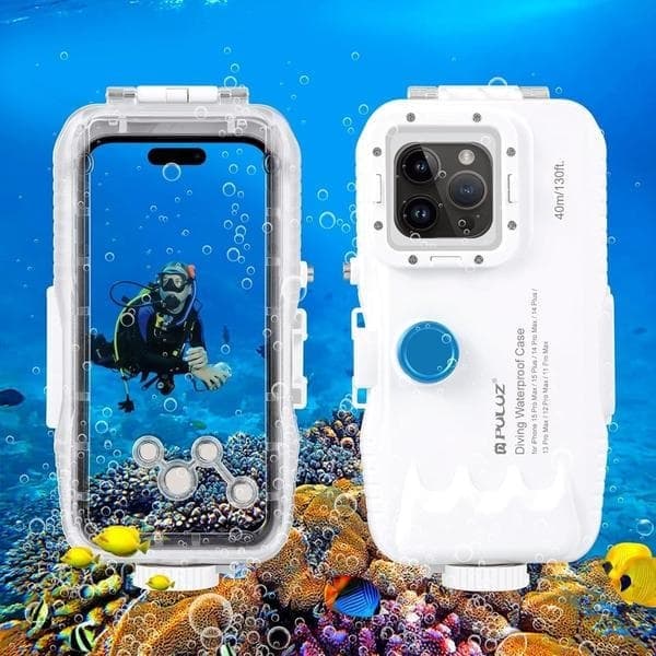 40m/130ft vanntett dykkerhus for iPhone 15 Pro Max/15 Plus/14 Plus/14 Pro Max/13 Pro Max/12 Pro Max